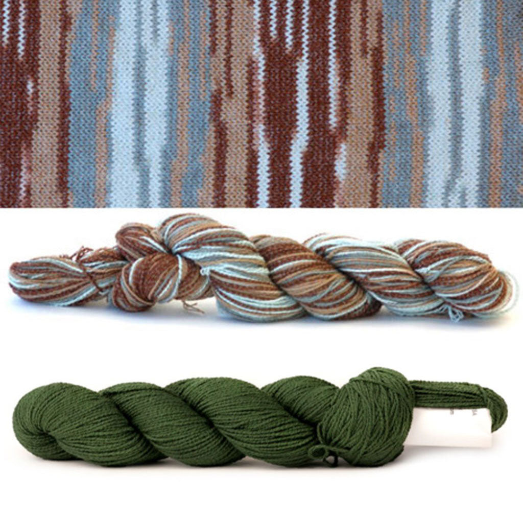 Color Tidepool multi 815 and solid 050. A green and blue and brown color combo.