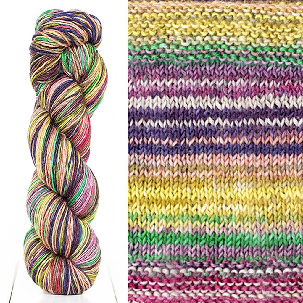 Chevron Scarf Kit #3018, stripes of purple, yellow, green, and pink.
