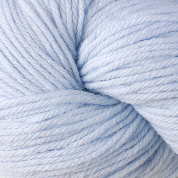 Berroco Vintage Worsted weight yarn in the color Misty 5113, a very light blue.