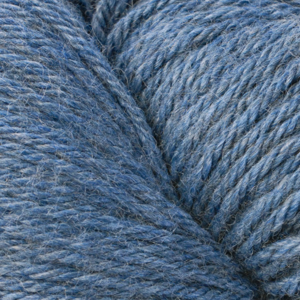 Berroco Vintage Worsted weight yarn in the color Twilight 51184, a heathered grey blue.