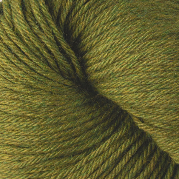 Berroco Vintage Worsted weight yarn in the color Fennel 5175, a yellowish green.