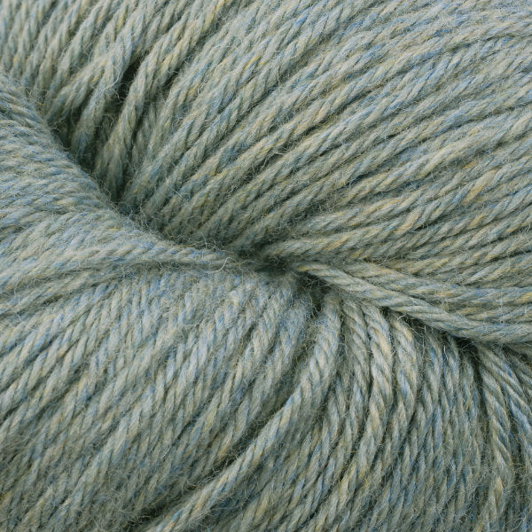 Berroco Vintage Worsted weight yarn in the color Sage 5199, a light heathered blue-green.