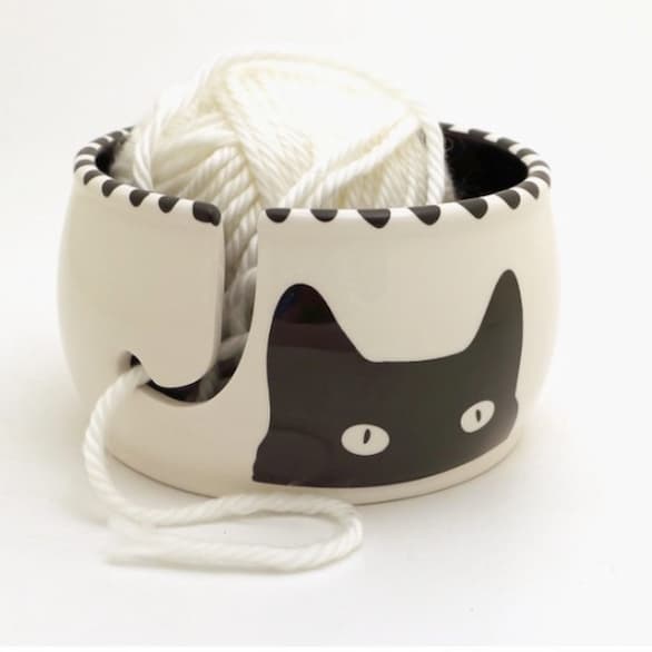 Ceramic Yarn Bowl Kitty Cat Ears