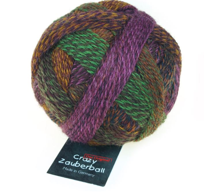 Color 2312 Piano Bar. A brown, green and purple multicolored ball of yarn