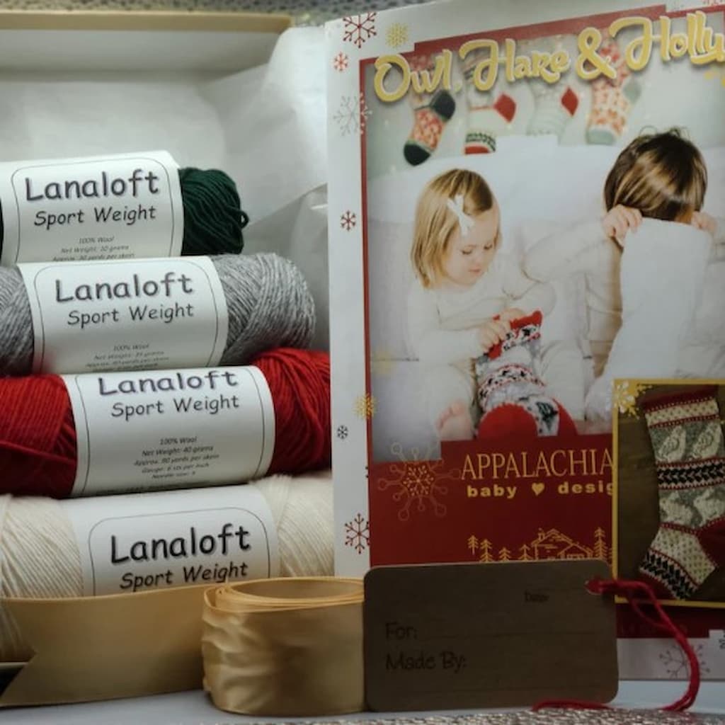 Appalachian Baby Designs Stripes & Garland Christmas Stocking Kit - Paradise Fibers