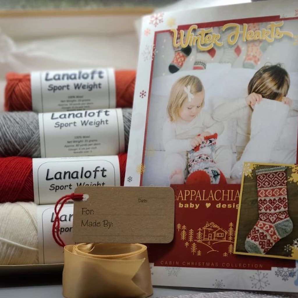 Appalachian Baby Designs Winter Hearts Christmas Stocking Kit - Paradise Fibers