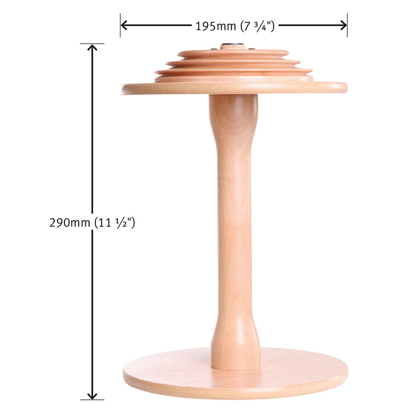 Ashford country spinner and e-spinner super jumbo bobbin dimensions: 195mm wide and 290mm tall.