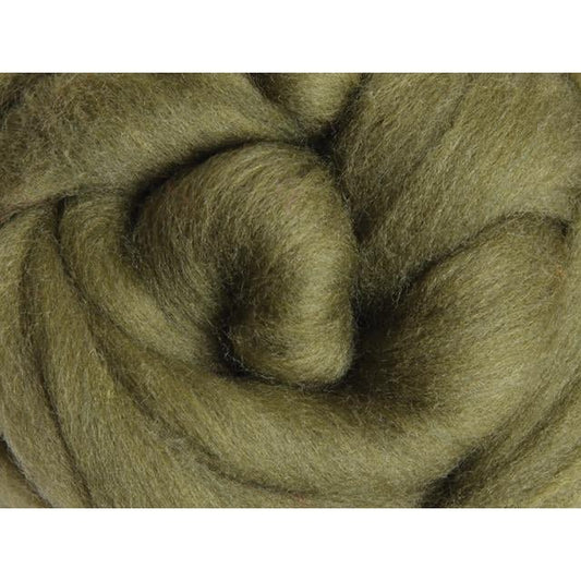 Ashford Solid Colored Corriedale Sliver - 2.2lb bag - Olive Green - Paradise Fibers