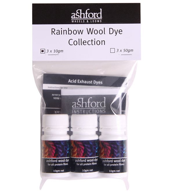 Ashford Acid Dye Rainbow Collection-Dyes-3x 10g-