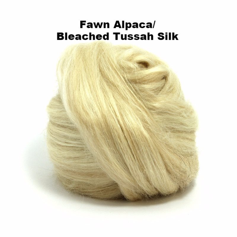 Paradise Fibers Alpaca/Tussah Silk Tops-Fiber-Fawn Alpaca/Bleached Tussah Silk-4oz-