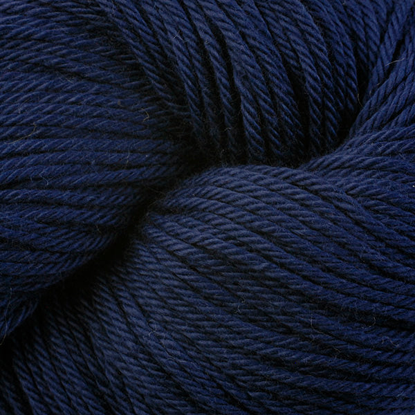Color Iris 8463. A dark blue skein of Berroco Pima 100 Yarn.