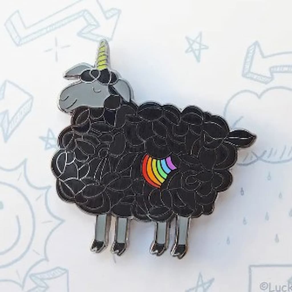 Black Sheep Unicorn - Rainbow Enamel Pin - Paradise Fibers