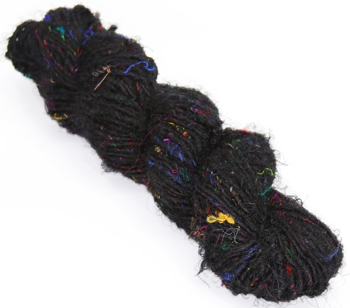 Recycled Sari Silk Yarn-Yarn-Black-