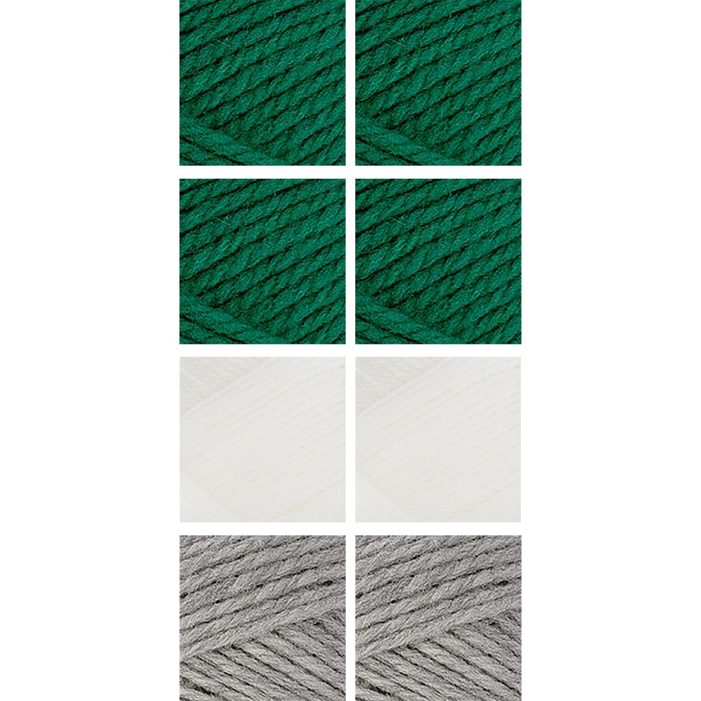 Nature Spun Worsted HOLIDAY Color Packs-Kits-Add a Touch of Snow-Evergreen x4 / Snow x2 / Grey Heather x2-