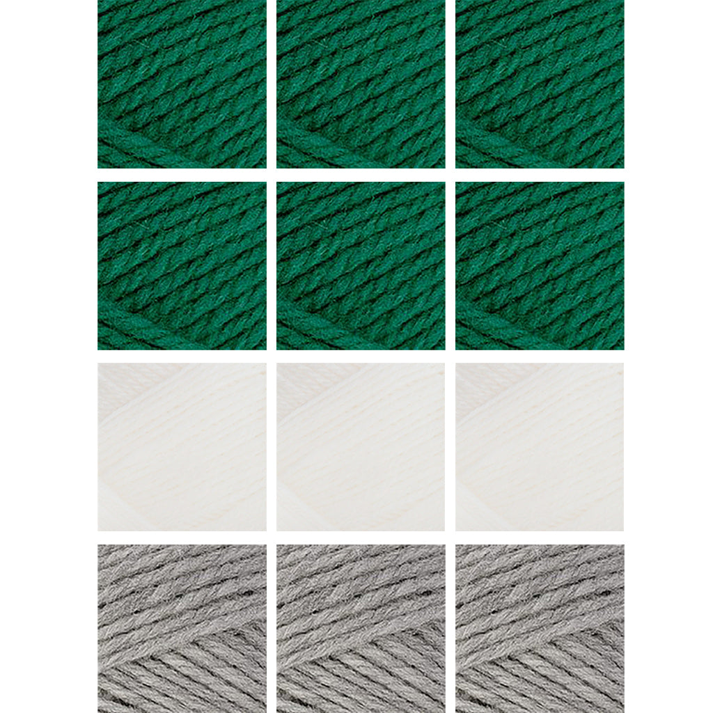 Nature Spun Worsted HOLIDAY Color Packs-Kits-Add a Touch of Snow-Evergreen x6 / Snow x3 / Grey Heather x3-