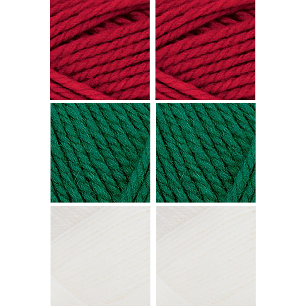 Nature Spun Worsted HOLIDAY Color Packs-Kits-Add a Touch of Snow-Red Fox x2 / Evergreen x2 / Snow x2-