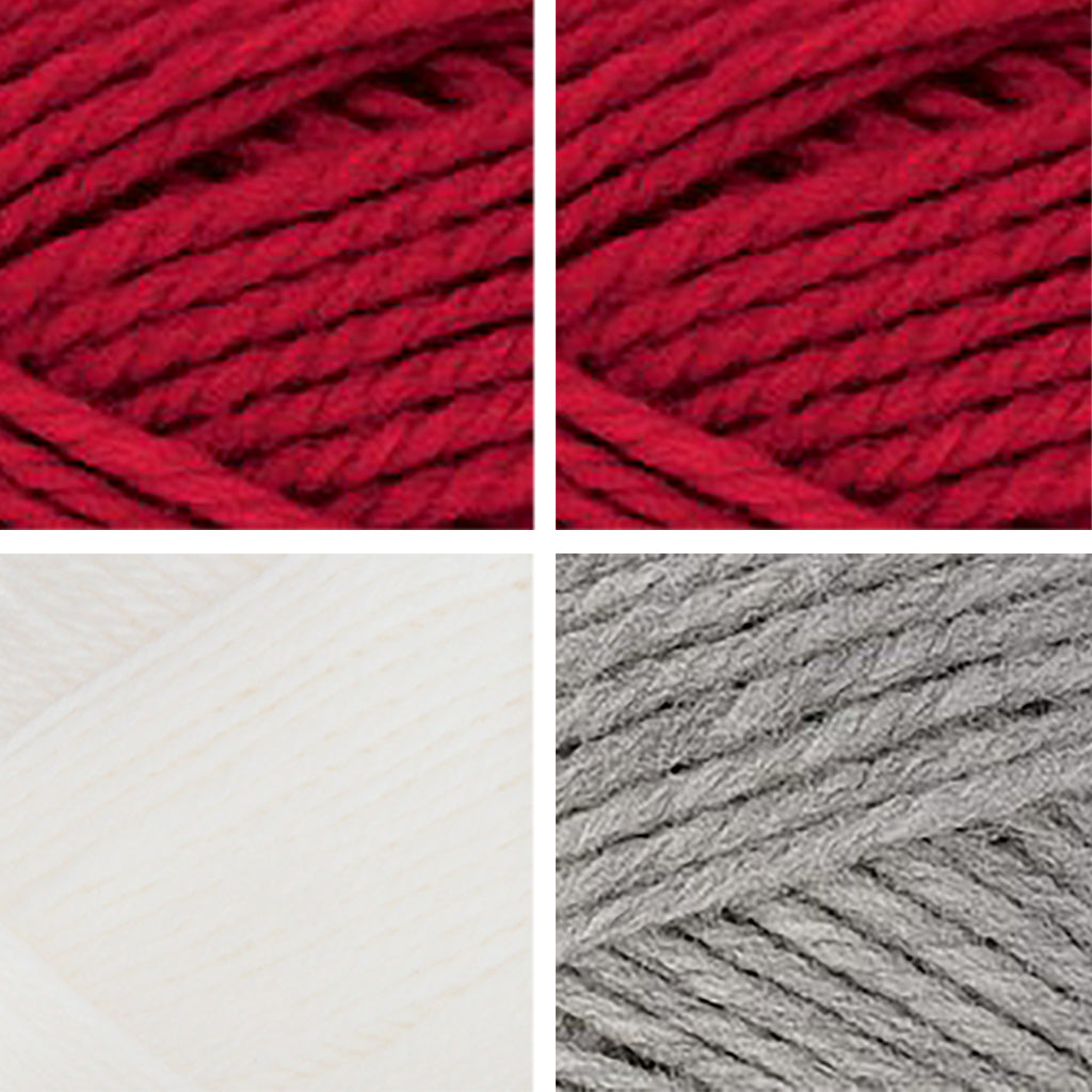 Nature Spun Worsted HOLIDAY Color Packs-Kits-Add a Touch of Snow-Red Fox x2 / Snow x1 / Grey Heather x1-