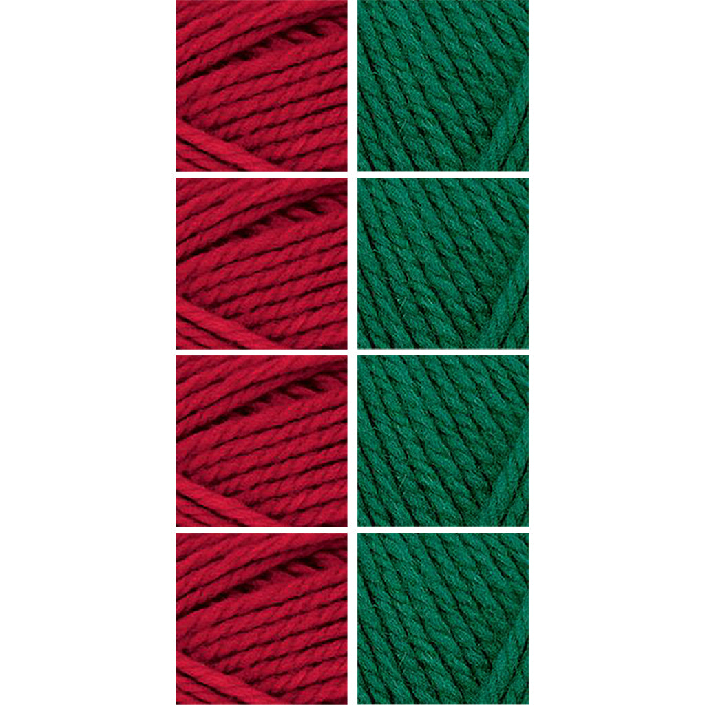 Nature Spun Worsted HOLIDAY Color Packs-Kits-Red and Green-Red Fox x4 / Evergreen x4-