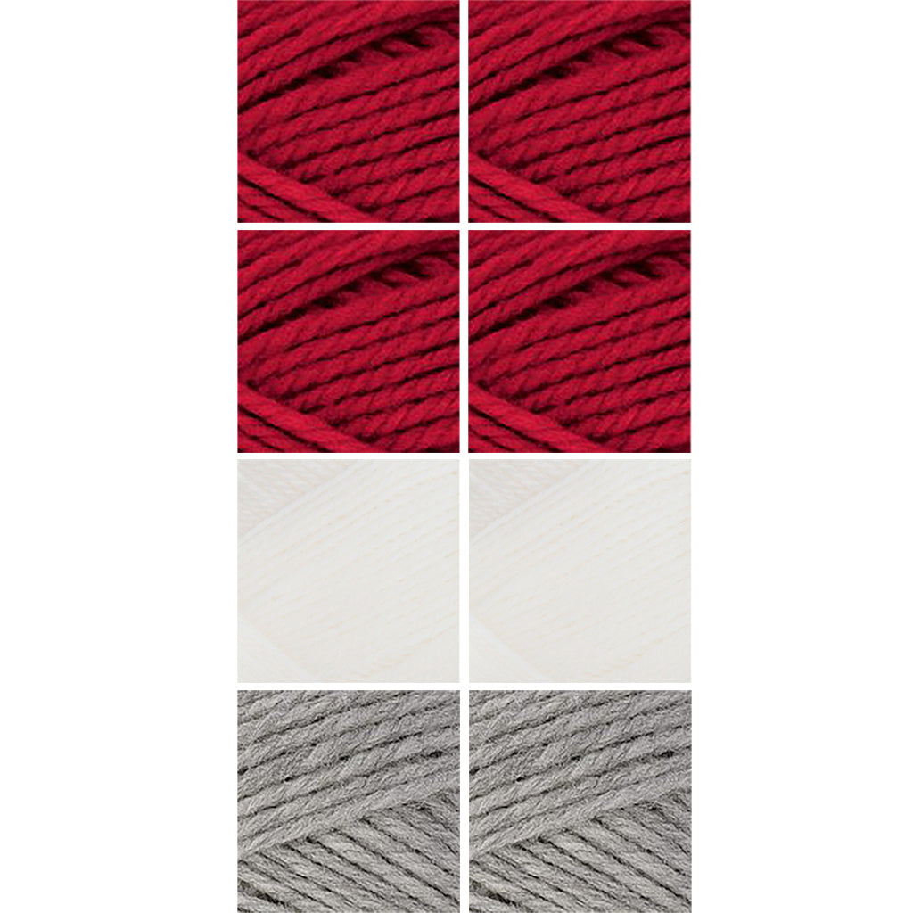 Nature Spun Worsted HOLIDAY Color Packs-Kits-Add a Touch of Snow-Red Fox x4 / Snow x2 / Grey Heather x2-