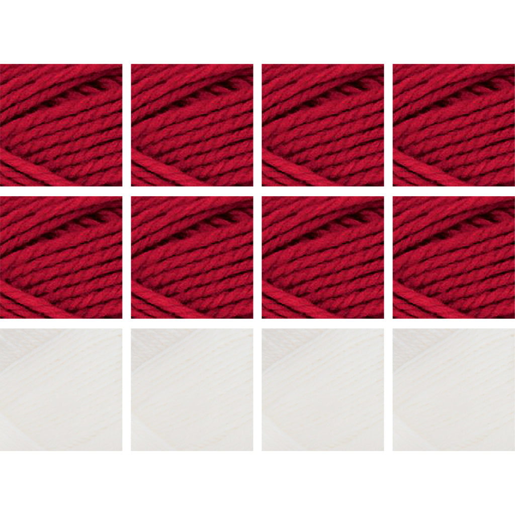 Nature Spun Worsted HOLIDAY Color Packs-Kits-Add a Touch of Snow-Red Fox x8 / Snow x4-