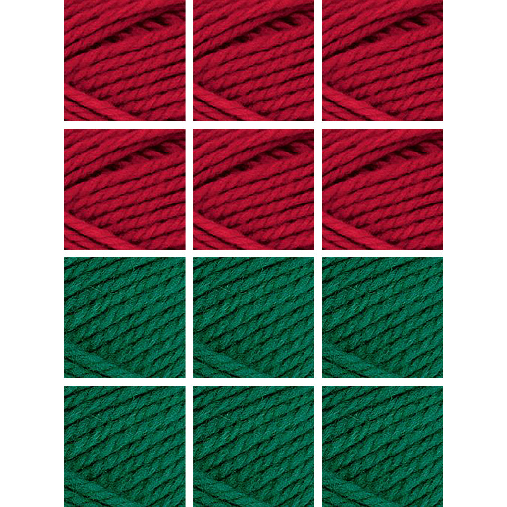 Nature Spun Worsted HOLIDAY Color Packs-Kits-Red and Green-Red Fox x6 / Evergreen x6-