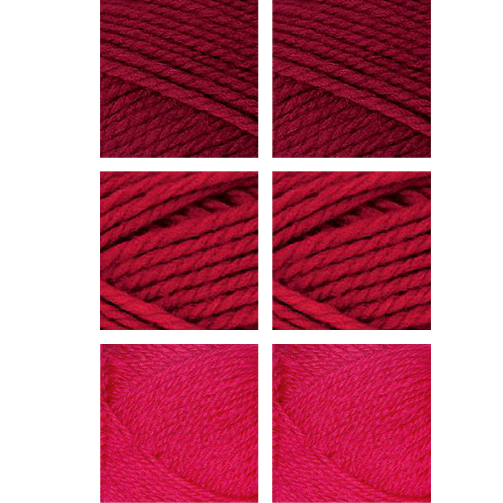 Nature Spun Worsted HOLIDAY Color Packs-Kits-Candy-Canes-Scarlet x2 / Red Fox x2 / Bougainvillea x2-