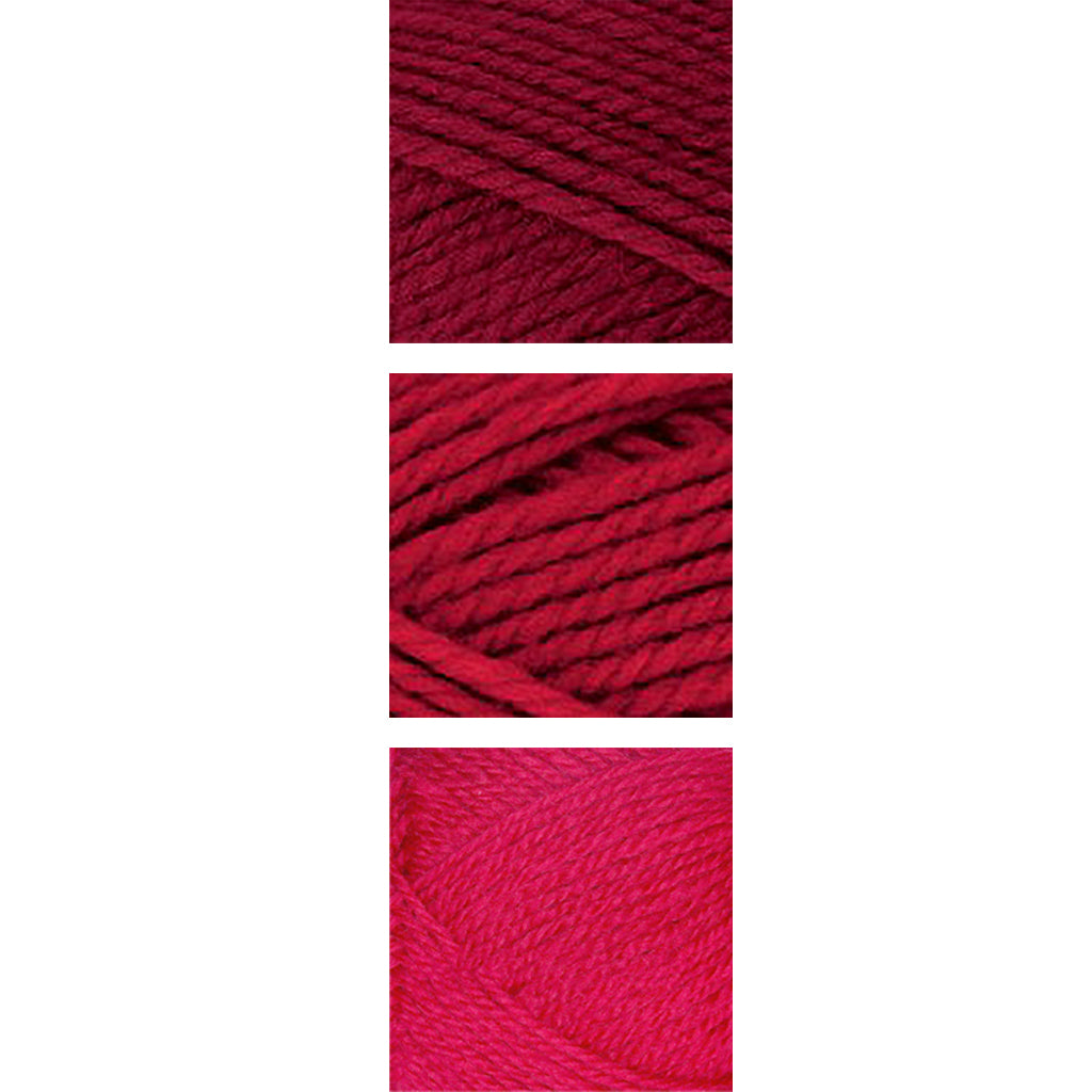 Nature Spun Worsted HOLIDAY Color Packs-Kits-Candy-Canes-Scarlet x1 / Red Fox x1 / Bougainvillea x1-