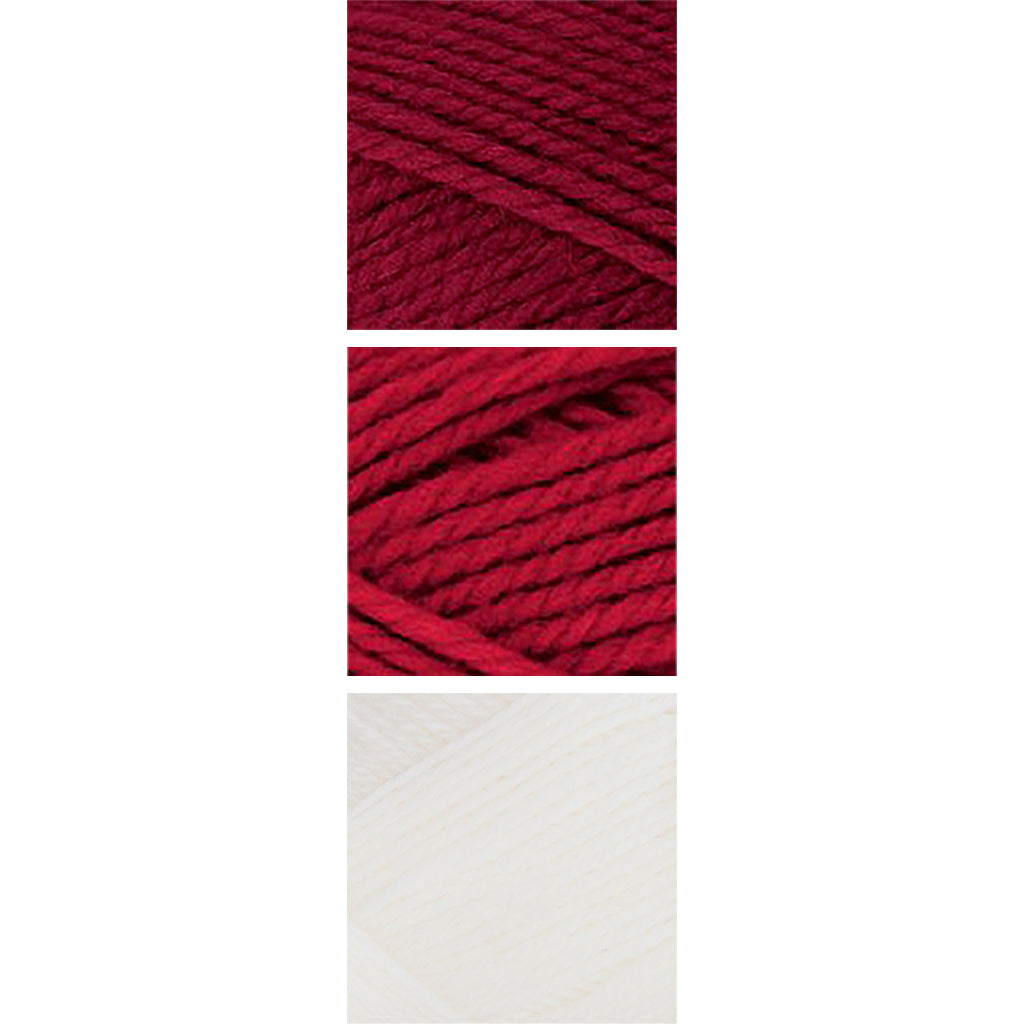 Nature Spun Worsted HOLIDAY Color Packs-Kits-Candy-Canes-Scarlet x1 / Red Fox x1 / Snow x1-