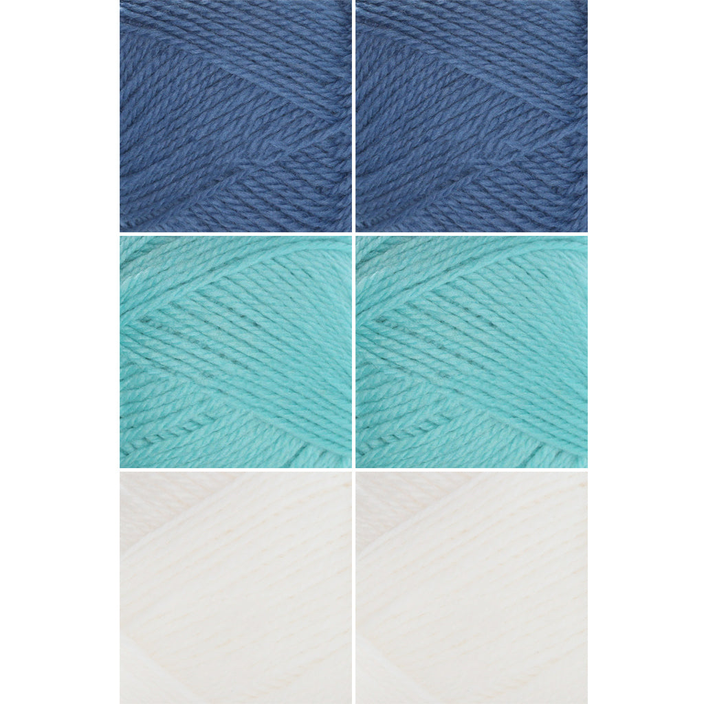 Nature Spun Worsted HOLIDAY Color Packs-Kits-Winter Blues-Winter Blue x2 / Tropical Surf x2 / Snow x2-