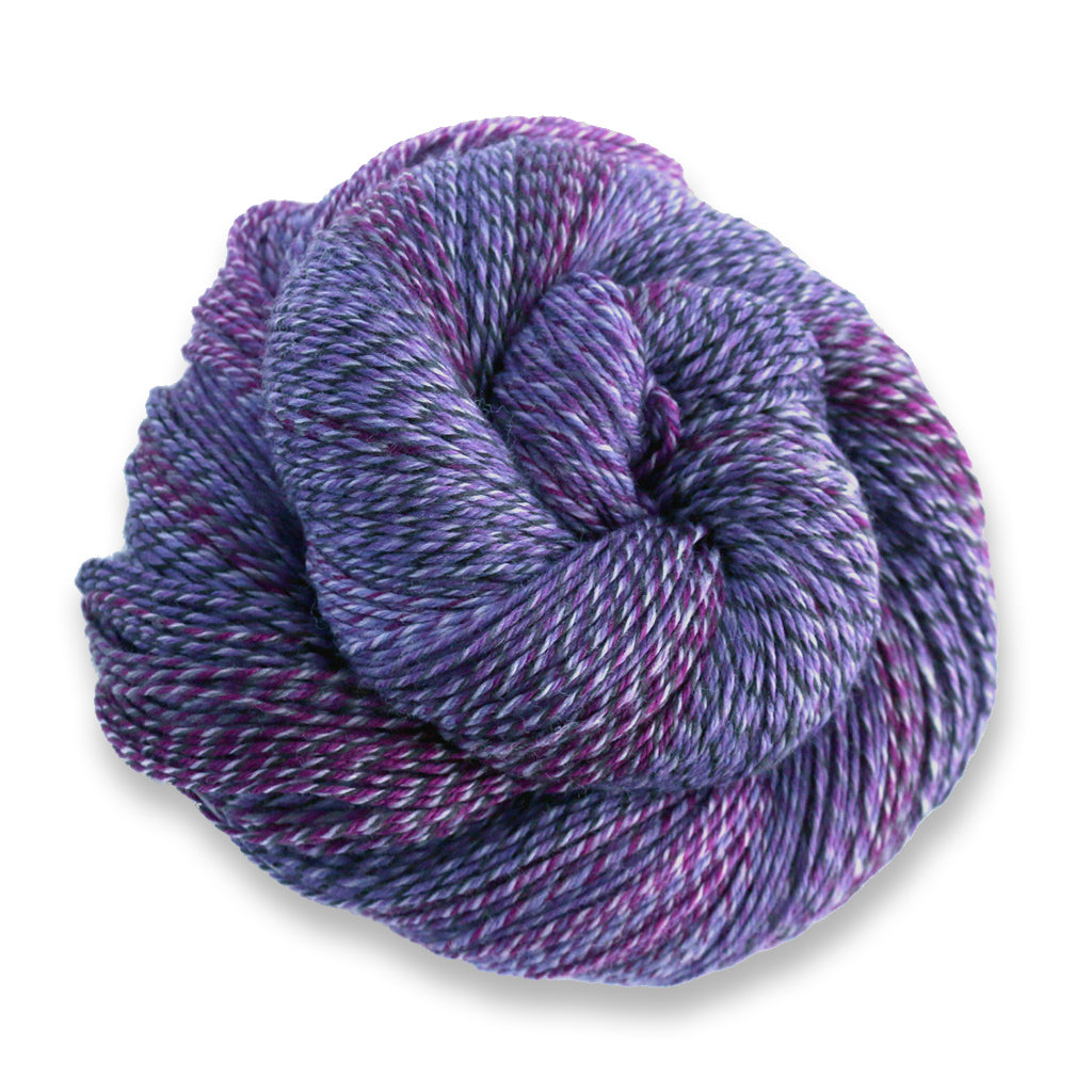Heritage Wave in the color Nightshade 504, a marled purple and grey sock yarn