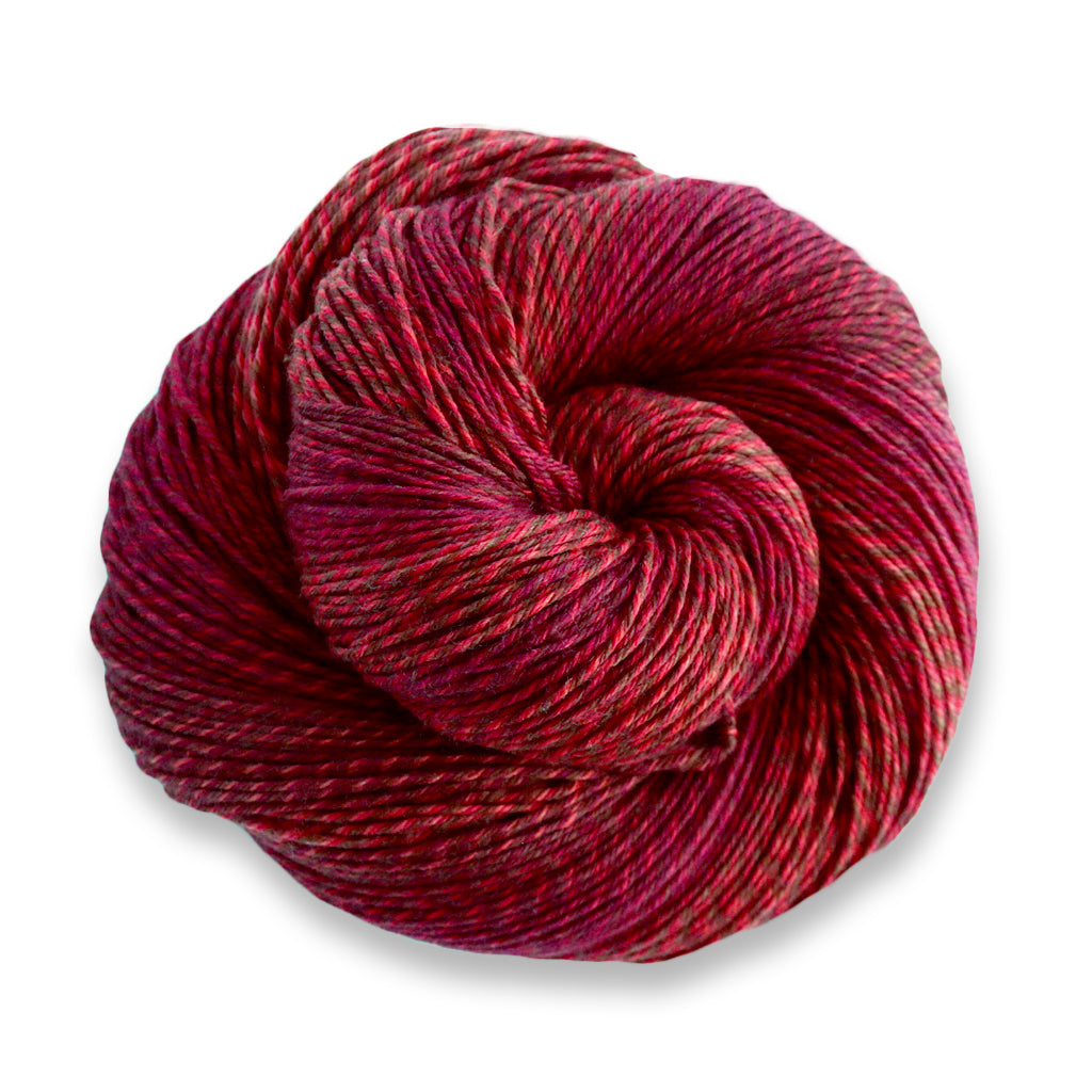 Heritage Wave in the color Lava 507, a marled red sock yarn with long color changes