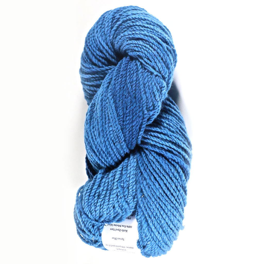 Color Spruce Blue. Kettle-Dyed Skein of 100% Wool Yarn From Cestari U.S.A.