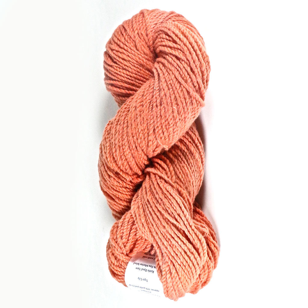 Color Tiger Lily. Kettle-Dyed Skein of 100% Wool Yarn From Cestari U.S.A.