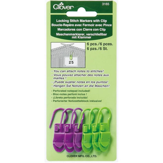 Clover Locking Stitch Markers With Clip - Paradise Fibers