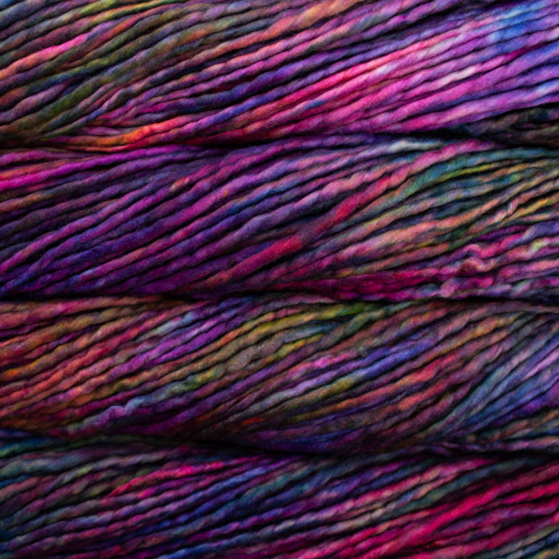 Color: Aniversario 005. A rainbow, multicolored variant of Malabrigo Rasta yarn. 