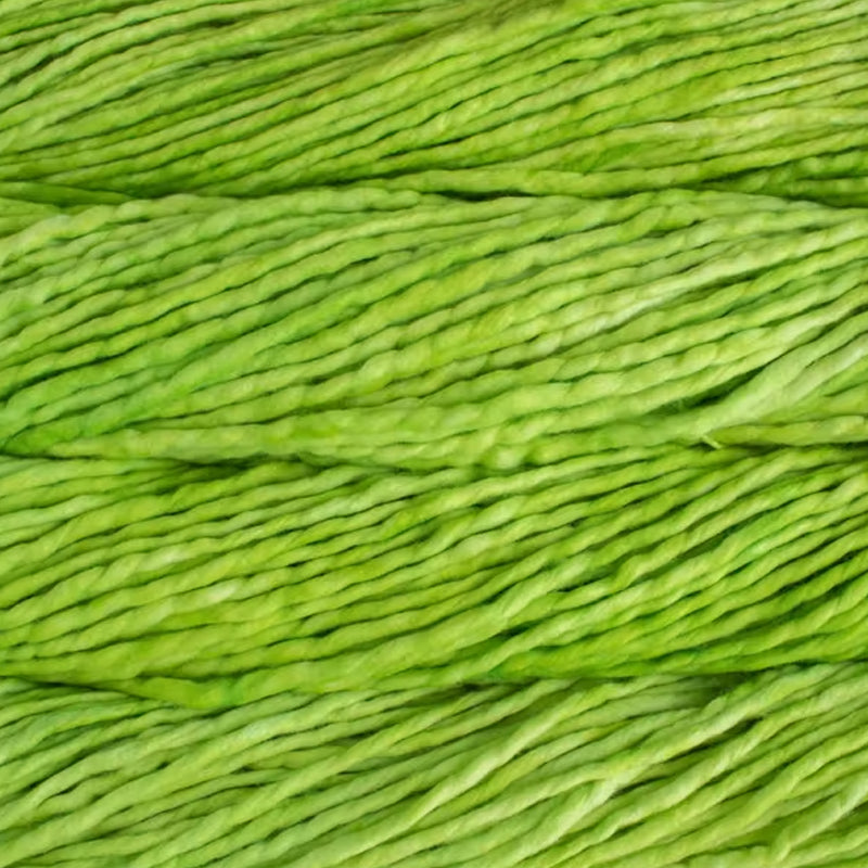 Color: Applegreen 011. A bright green skein of Malabrigo Rasta yarn. 