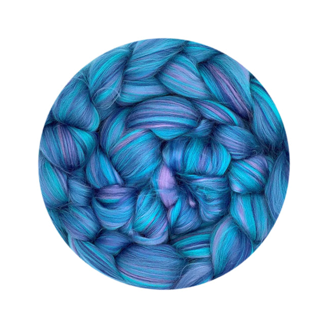 Color Nile River. A blue and purple blend of multi color dyed bamboo top.