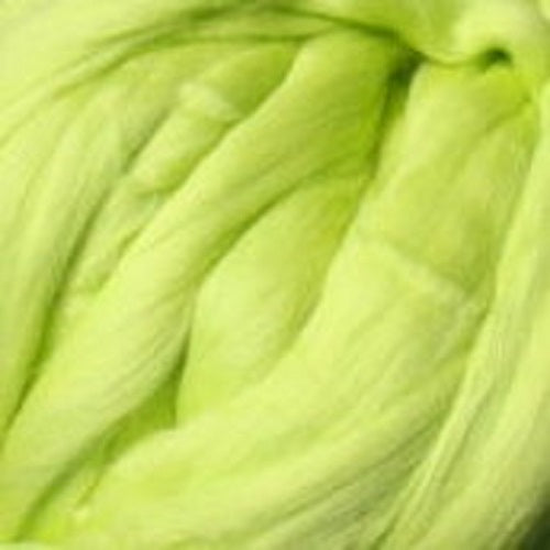 Color Citron. A fluorescent green yellow shade of solid color merino wool top.