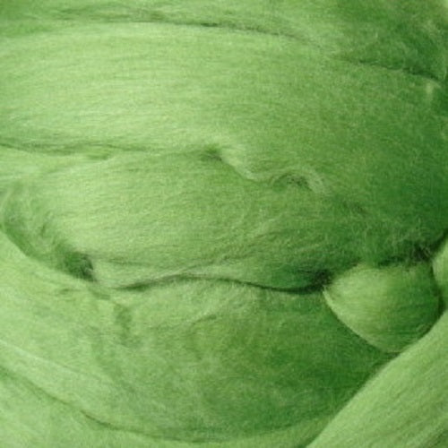 Color Kiwi. A light green shade of solid color merino wool top.