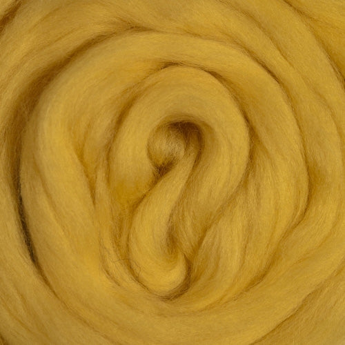 Color Lemon. A yellow shade of solid color merino wool top.