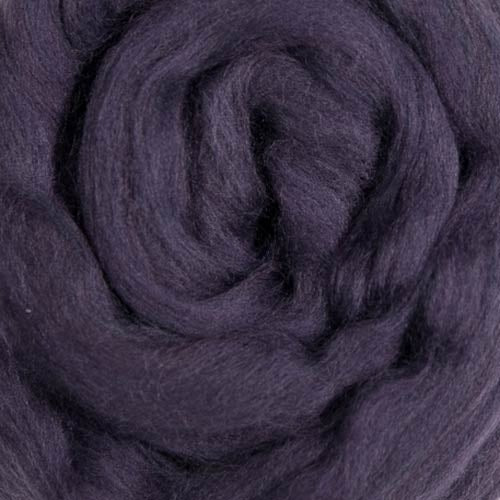 Color Plum. A dark purple shade of solid color merino wool top.