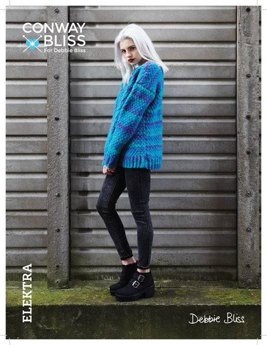 Conway + Bliss for Debbie Bliss Elektra Lattice Stitch Sweater Pattern - Paradise Fibers