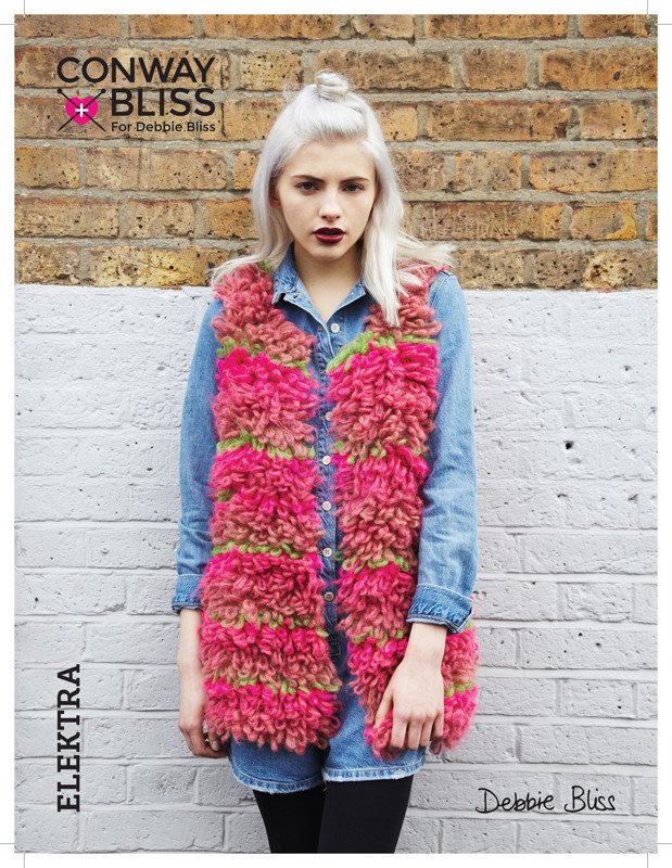 Conway + Bliss for Debbie Bliss Elektra Loop Stitch Gilet Pattern - Paradise Fibers