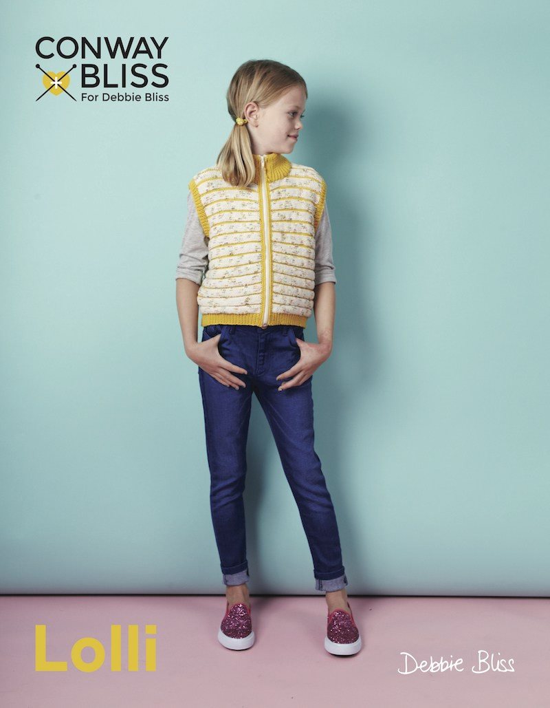 Conway + Bliss for Debbie Bliss Lolli Zip Up Gilet Pattern - Paradise Fibers