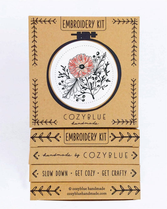 Cozyblue Poppy Power Embroidery Kit - Paradise Fibers