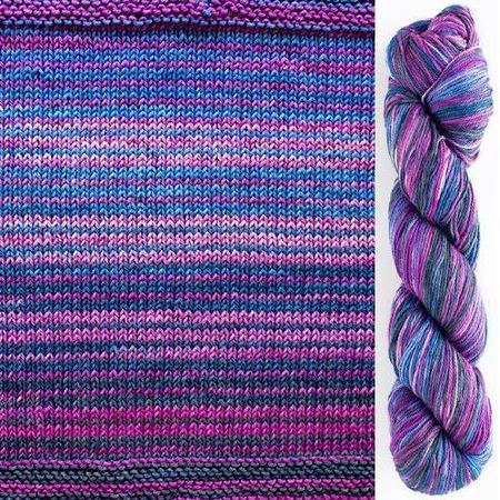 Uneek Cotton color 1074, stripes in shades of blue, purple, pink, and grey.