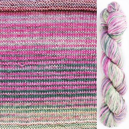 Uneek Cotton color 1078, stripes in shades of pink, green, grey, and light off-white.