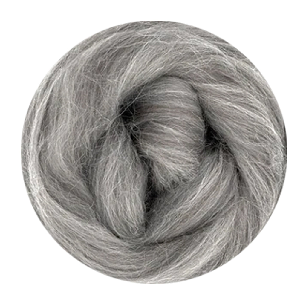 Color Eiger Grey. A grey and white blend of alpaca and merino
