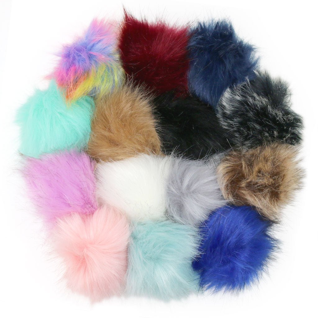 Faux Fur Pom Poms - 3" - Paradise Fibers