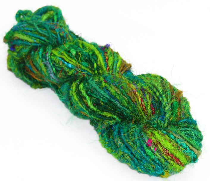 Recycled Sari Silk Yarn-Yarn-Green-